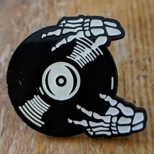 Accessories - Skeleton Hands With Record LP Enamel Pin Badge New Accessories - Skeleton Hands With Record LP Enamel Pin Badge New